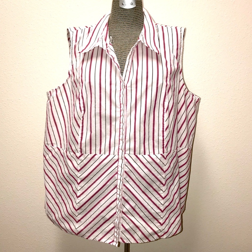 Lane Bryant White/Black/Pink Sleeveless Top 26/28